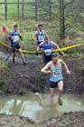 Andrew Wiles (New Marske) leads from 304 Peter Newton, Lewis Timmins (both Morpeth) and 259 Carl Smith through the stream during the 2012 North East Championships, Summerhill Country Park, Hartlepool.